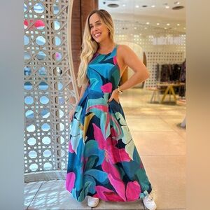 Farm Rio Floral Watercolor Maxi Dress